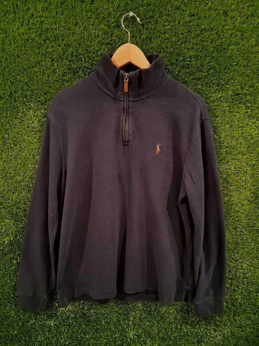 Polo Ralph Lauren Estate Rib Quarter Zip Pullover Sweater Men’s Size M Navy Blue